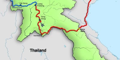 Mto Mekong katika laos ramani